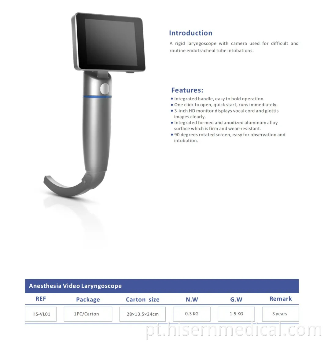 China Factory Hisern Medical Anesthesia Video Laryngoscope